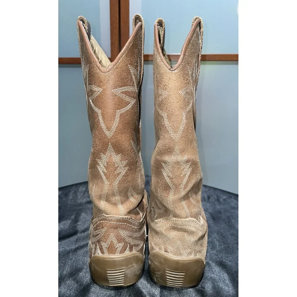 Roper Womens Brown Leather Oil Slip Resistant Rubber Sole Cowboy Boots Size 7.5 - Picture 6 of 11
